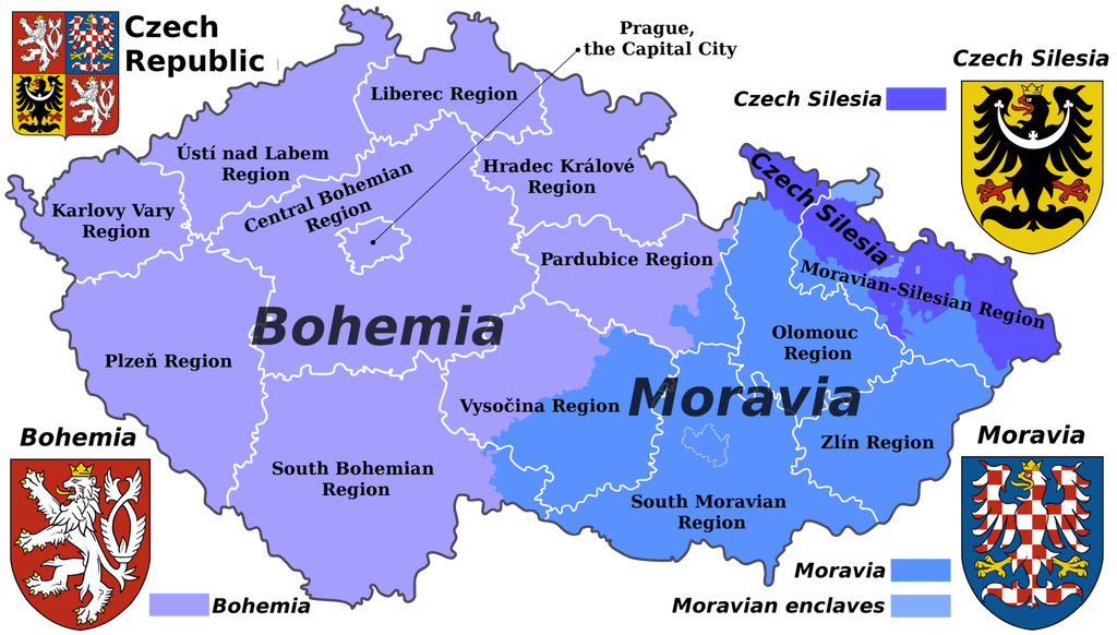 mapa Czech i Moraw